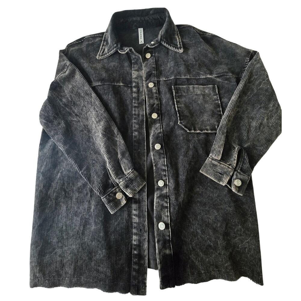 Zenana Oversized Vintage Wash Corduroy Women's Button up Jacket SizeMedium
